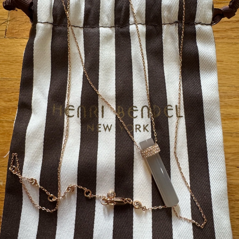 Henri Bendel Rose Gold Necklace with Crystal Pendant